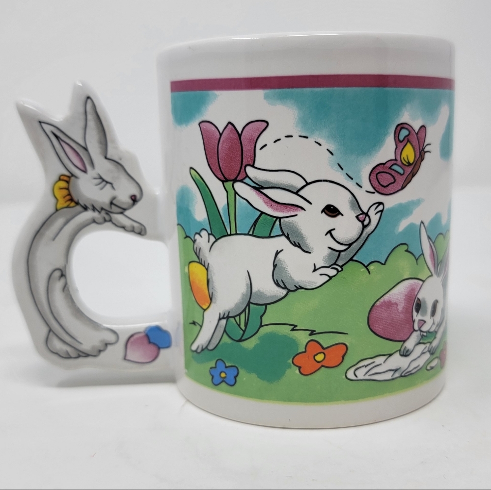 Vintage Easter Peter Rabbit Coffee Cup Mug 1980s Tea Easter Egg Bunny Handle